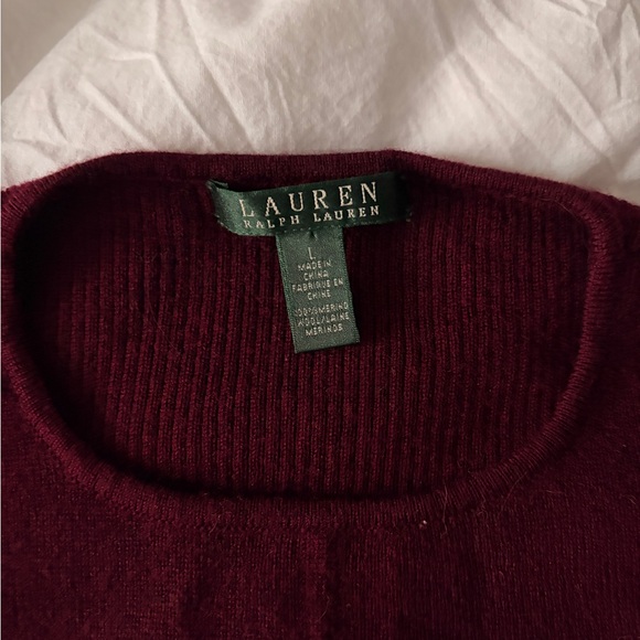 Ralph Lauren Merino Wool Midi Dress in Burgundy - Picture 2 of 7